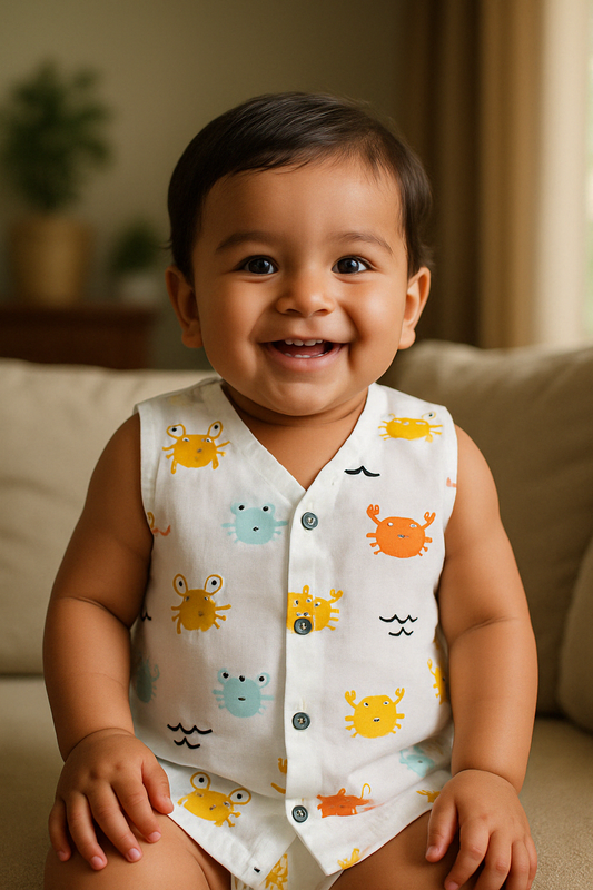 Infants' 100% Cotton Muslin Jablas-Set of 2 Soft & Comfy (Owl & Crab)