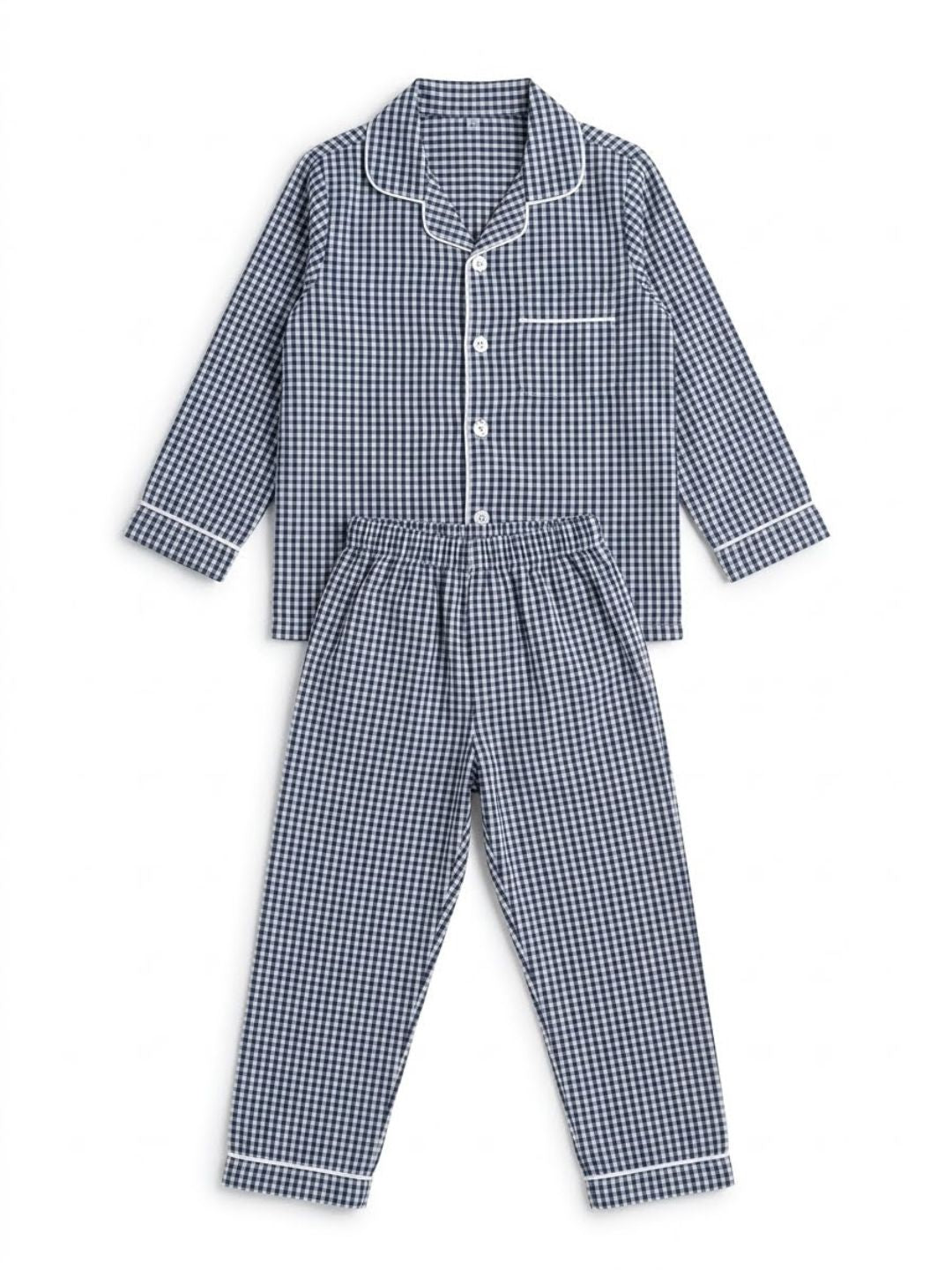 Biglilpeople Kids Unisex Black Checked Cotton Full Sleeve Shirt & Pajama Nightsuit