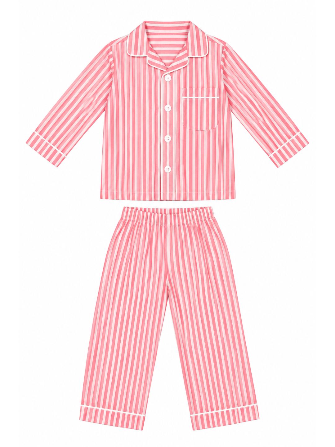 Biglilpeople Kids Unisex Bold Red Striped Cotton Full Sleeve Shirt & Pajama Nightsuit