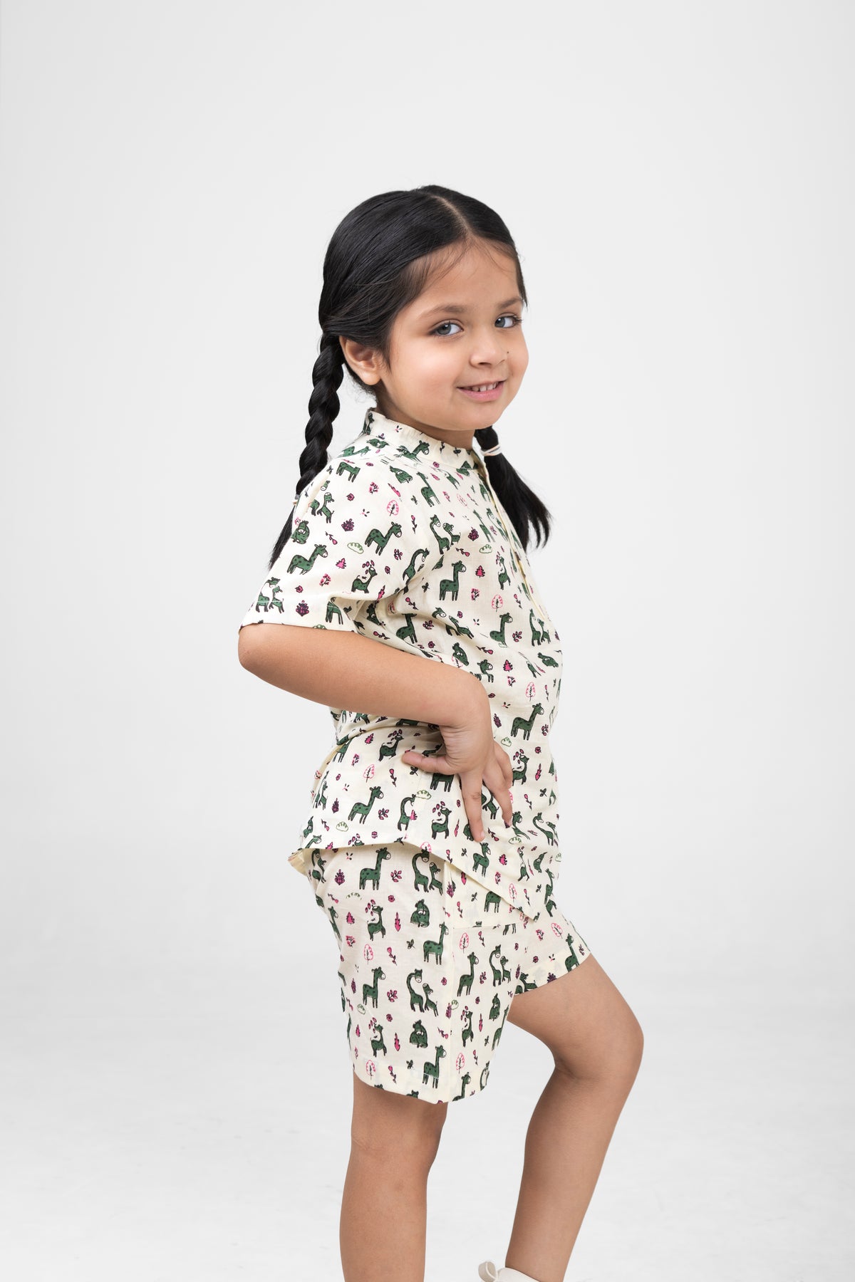 Conjunto Unisex de Algodón de Manga Corta para Niños (Estampado de Animales)