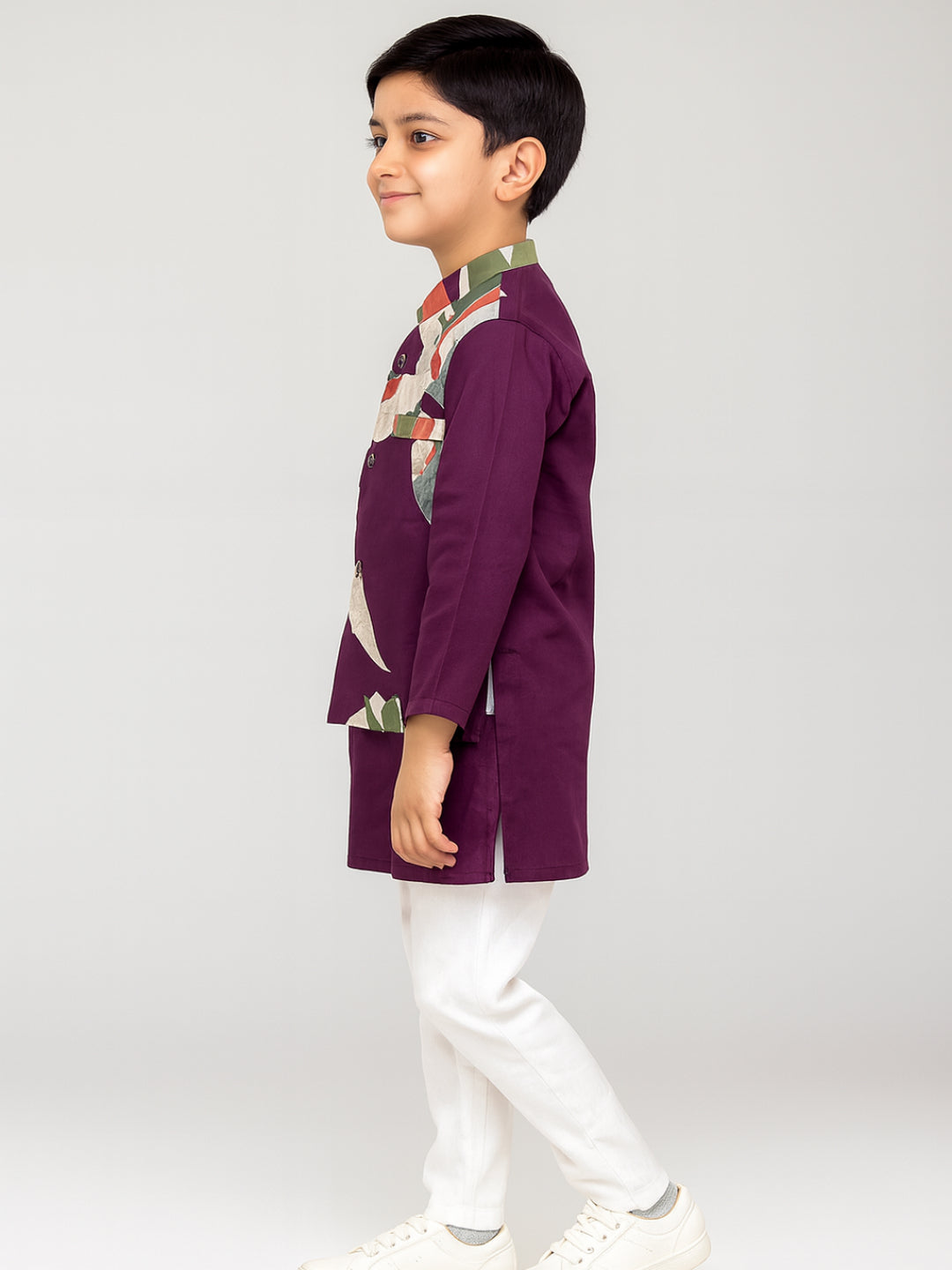 Boys Multi Printed Kurta Pyjamas Jacket