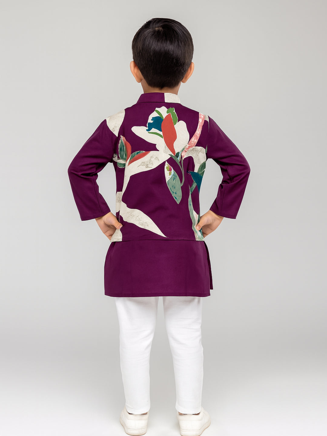 Boys Multi Printed Kurta Pyjamas Jacket