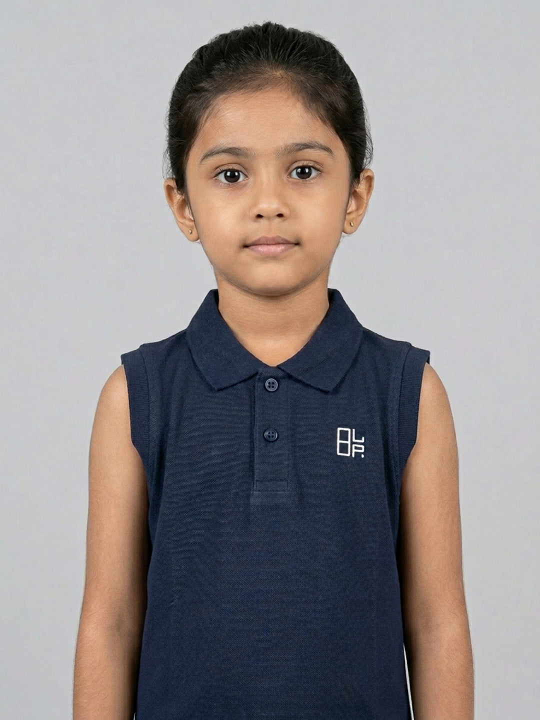 Girls Pure Cotton Navy Color Polo Sleeveless dress