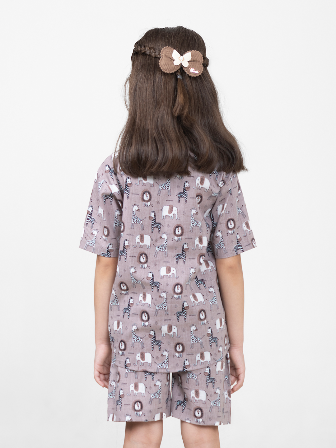 Conjunto de dos piezas de algodón de manga corta para niños unisex (estampado de animales)