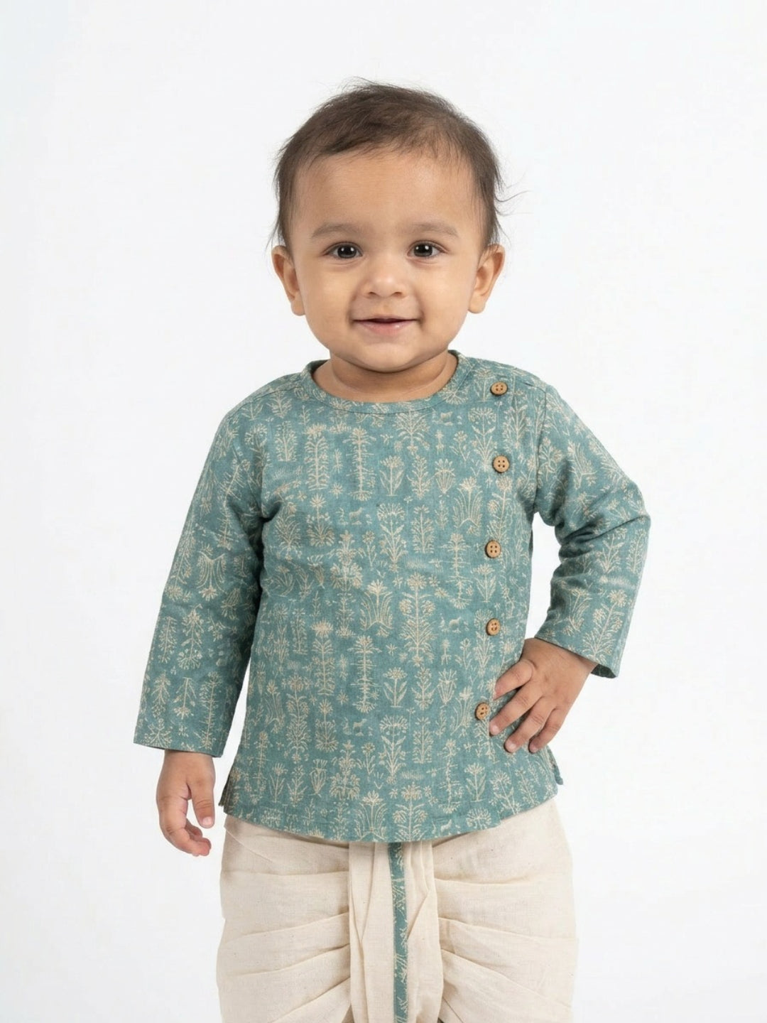 Biglilpeople Boys Printed Traditional Ethnic Kurta and Dhoti Set
