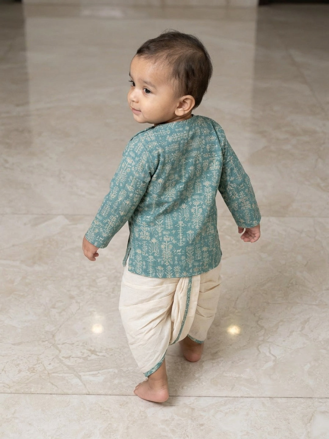 Biglilpeople Boys Printed Traditional Ethnic Kurta and Dhoti Set