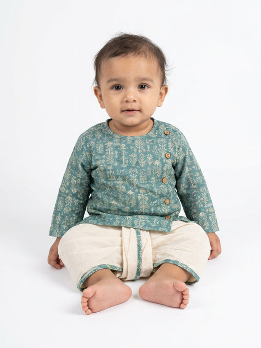 Biglilpeople Boys Printed Traditional Ethnic Kurta and Dhoti Set