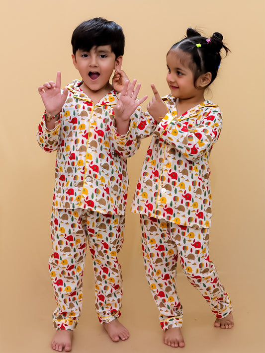 Elephant Printed Nightsuit For Boys and Girls