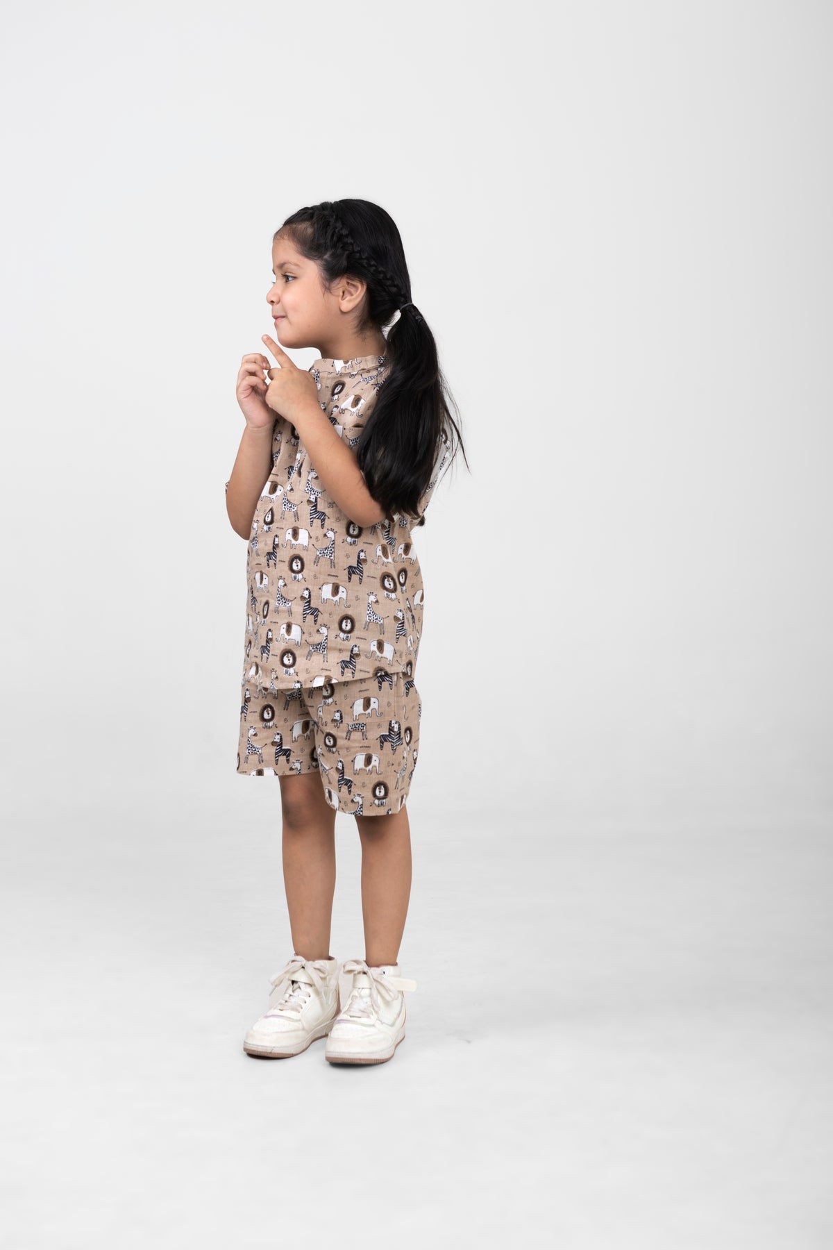 Conjunto unisex de camiseta y pantalón corto de algodón de media manga para niños (estampado de animales)
