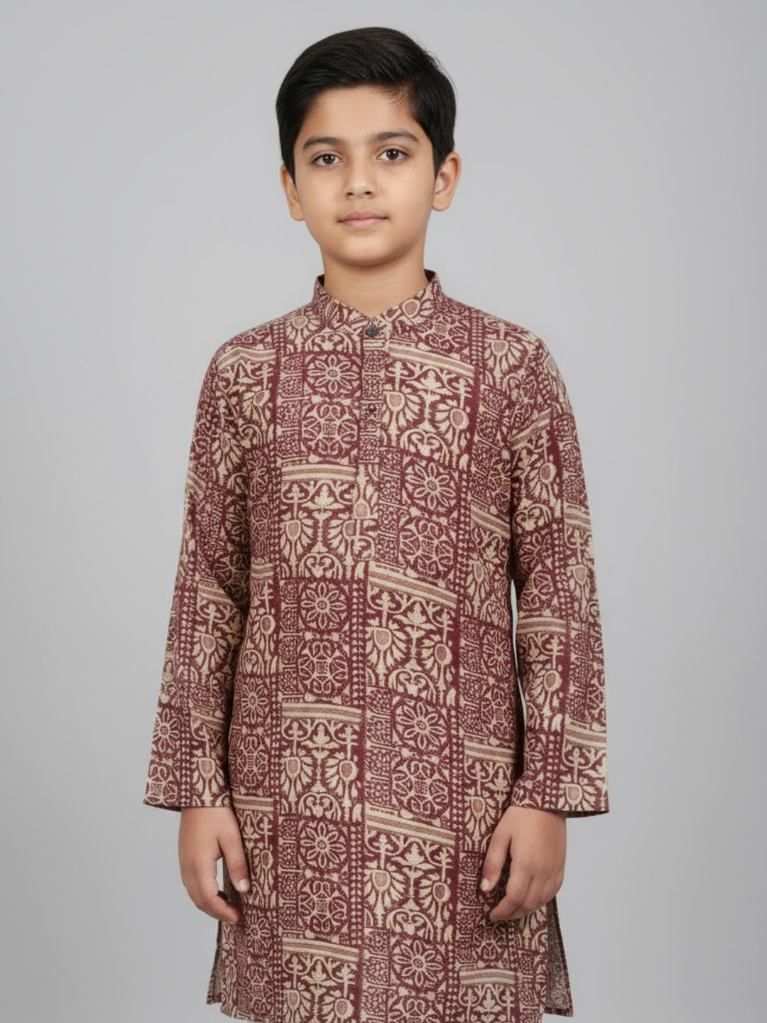 Boys Printed Straight Kurta with Churidar