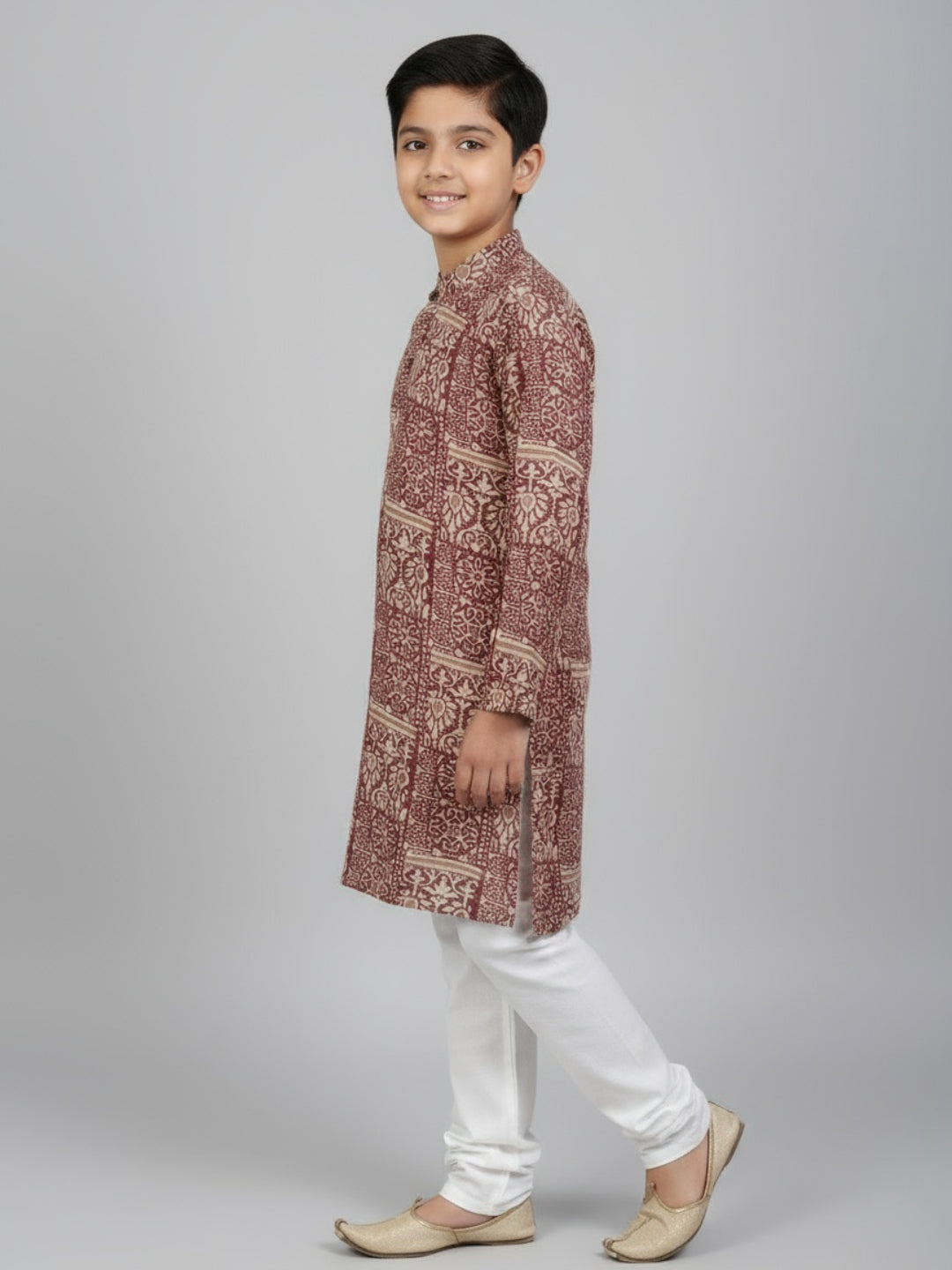 Boys Printed Straight Kurta with Churidar