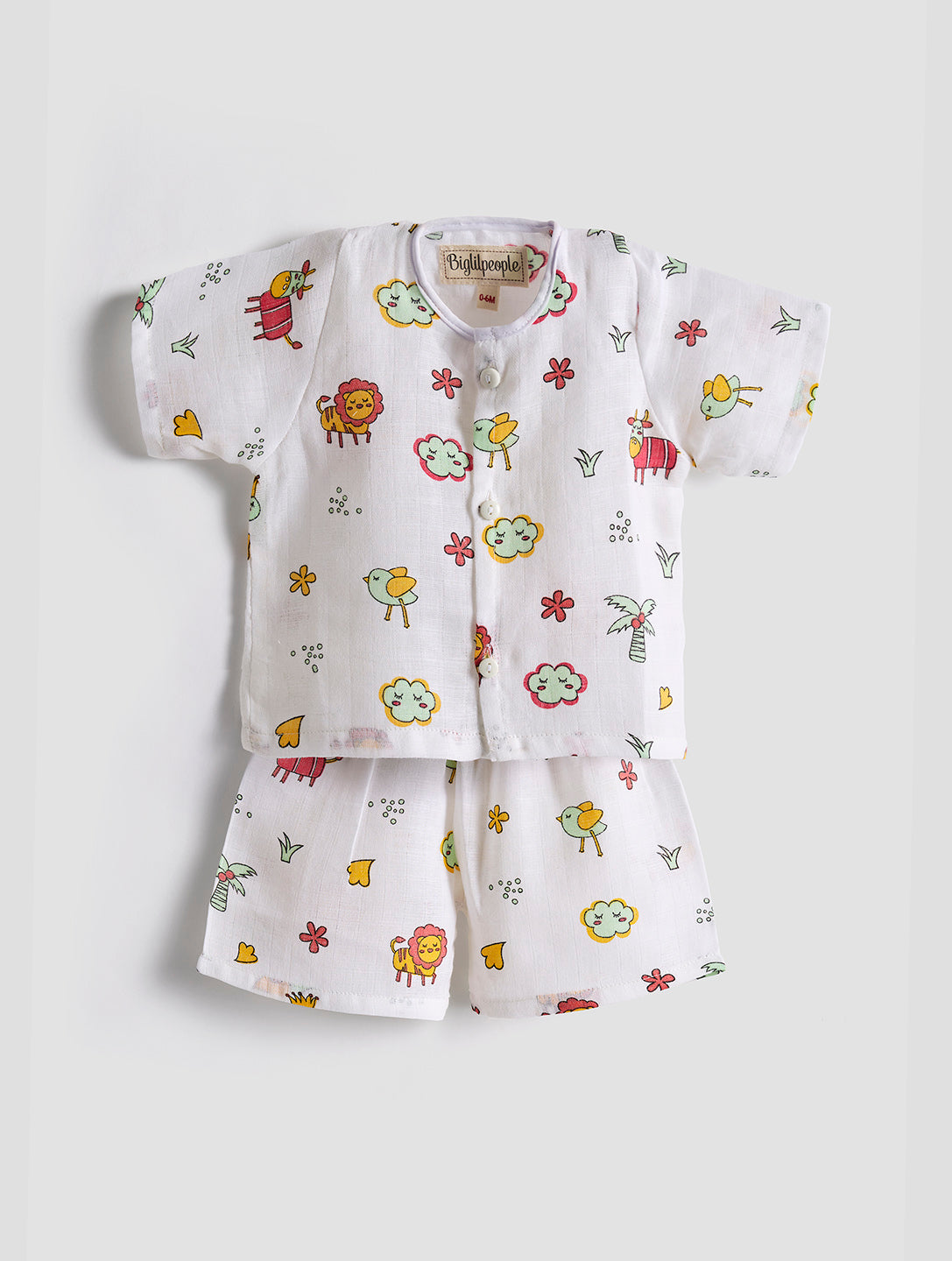 Biglilpeople Infant Muslin Shirt & Shorts Crab and Lion Print - Pack of 2