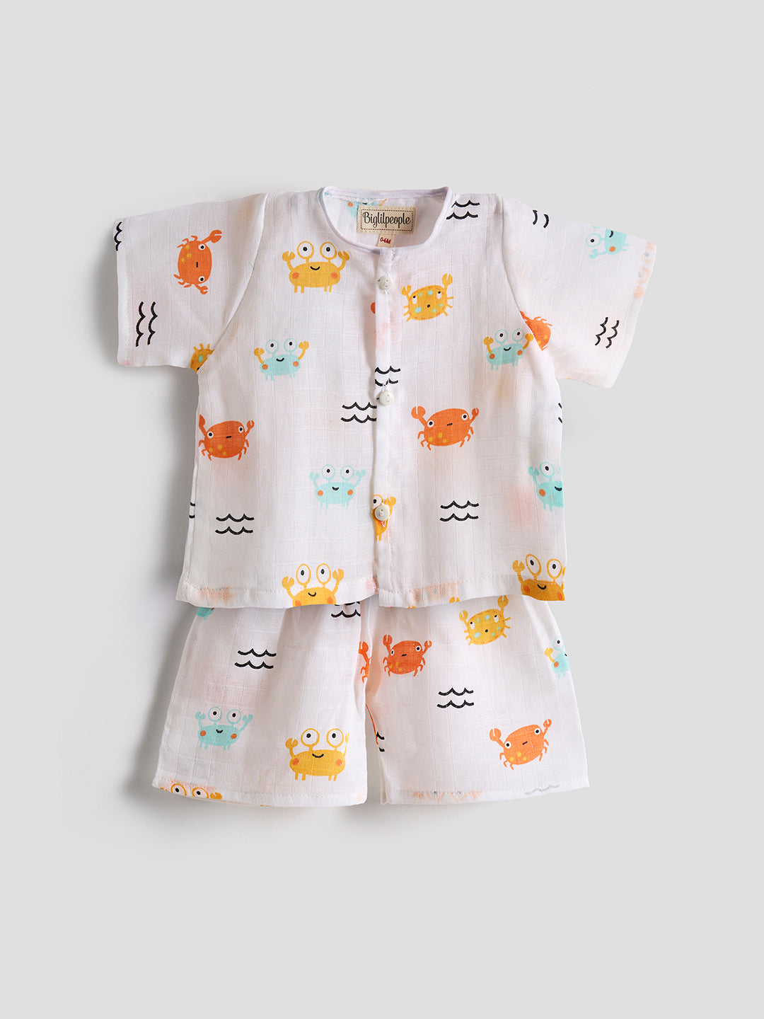 Biglilpeople Infant Muslin Shirt & Shorts Crab and Lion Print - Pack of 2