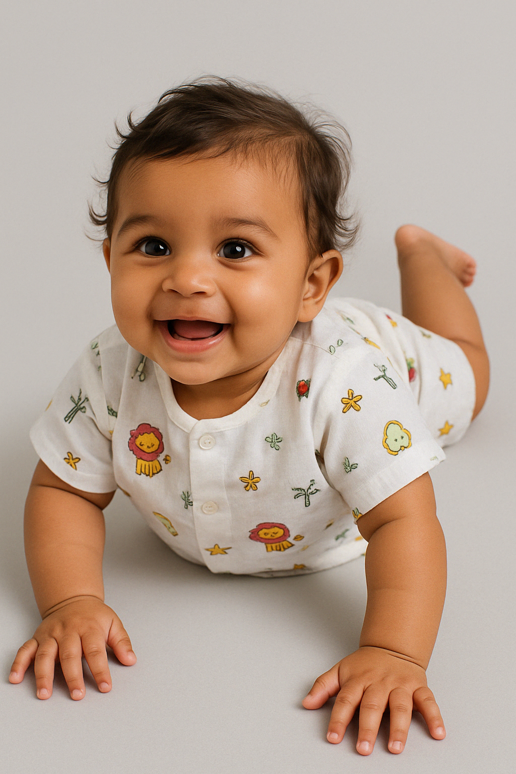 Biglilpeople Infant Muslin Shirt & Shorts Crab and Lion Print - Pack of 2