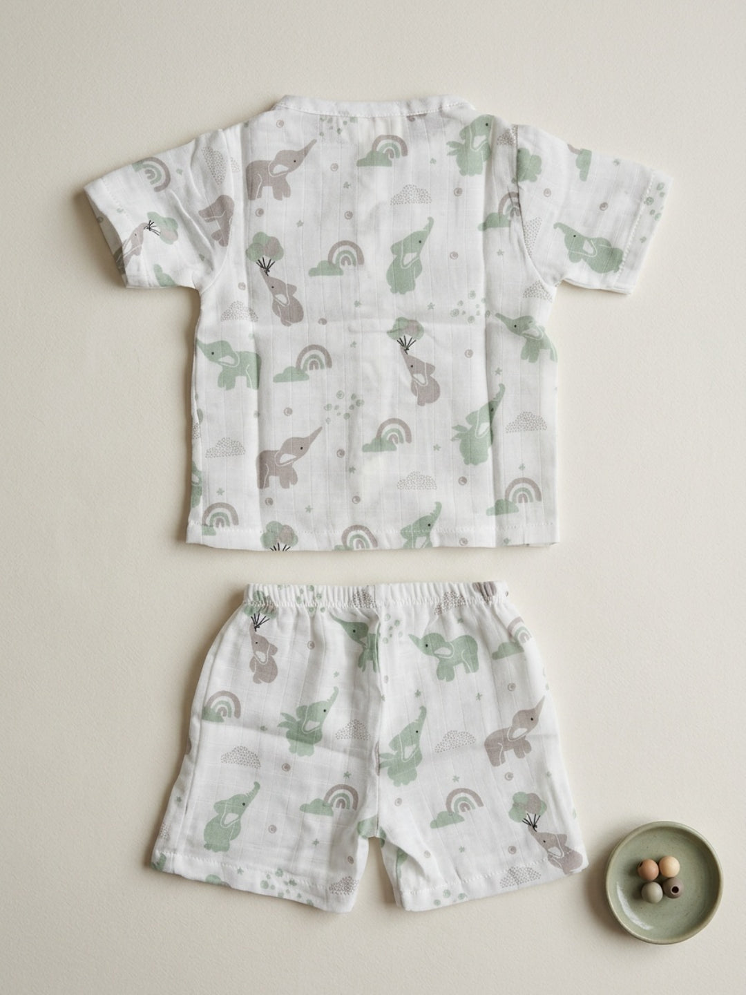 Biglilpeople Infant Muslin Shirt & Shorts Rocket & Elephant Print - Pack of 2