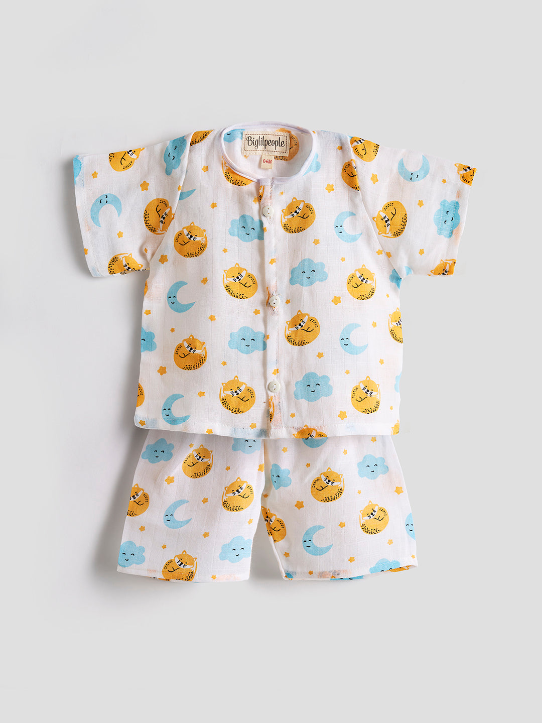 Biglilpeople Infant Muslin Shirt & Shorts Fox, Lion and Unicorn Print - Pack of 3