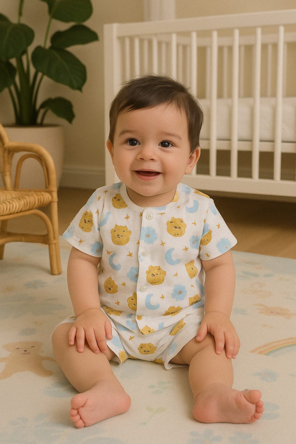 Biglilpeople Infant Muslin Shirt & Shorts Fox, Lion and Unicorn Print - Pack of 3