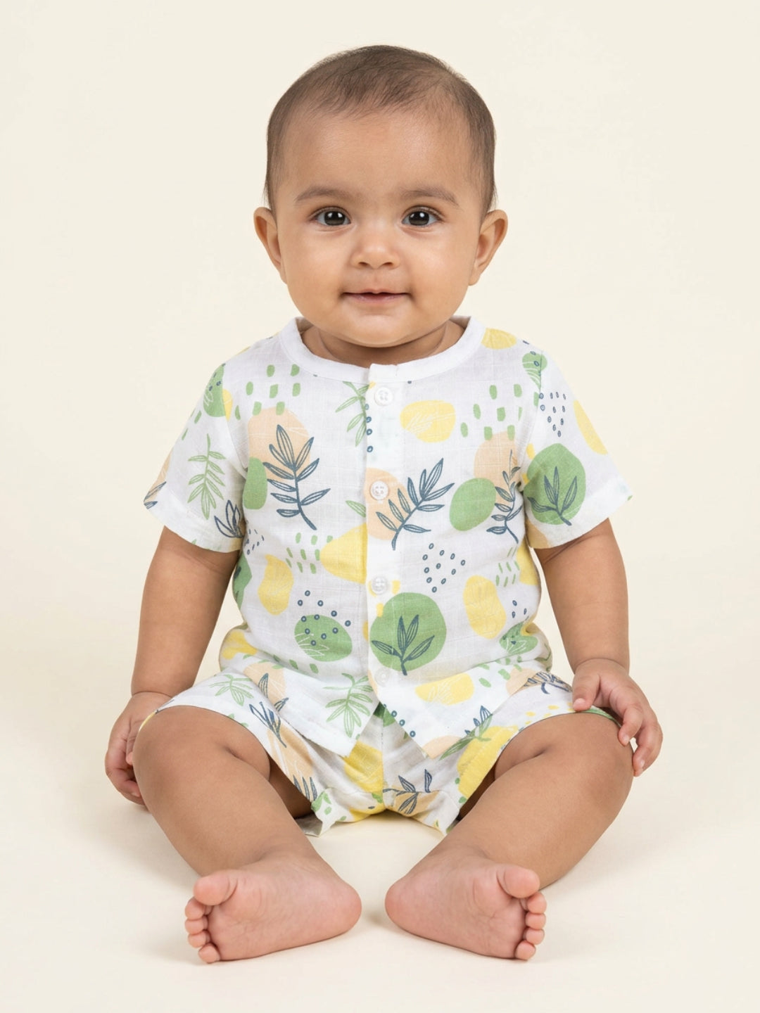 Biglilpeople Infant Muslin Shirt & Shorts Elephant, Rocket and Flower Print - Pack of 3