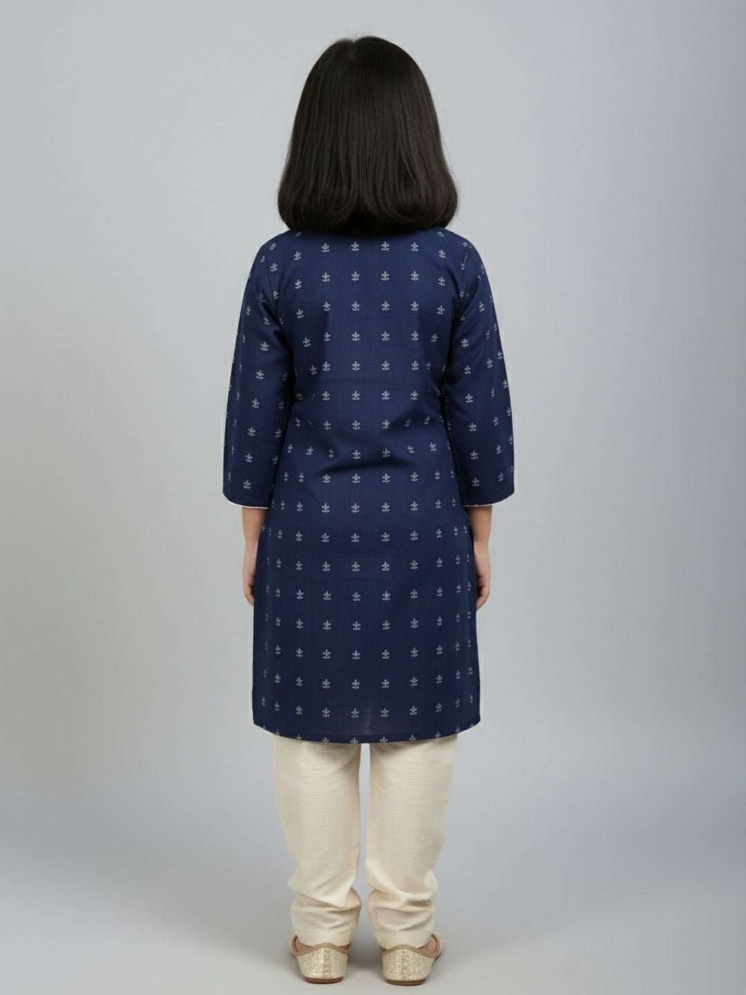 Girls Printed Straight Kurta with Churidar