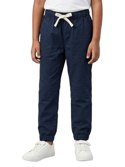 Boys Navy Color Cotton Woven Joggers