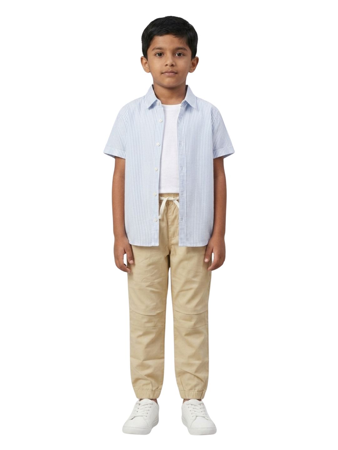 Boys Beige Color Cotton Woven Joggers