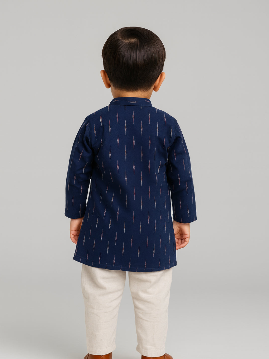Conjunto de Kurta y Pijama para Niño Biglilpeople con Cuello Mao Estampado y Mangas Largas