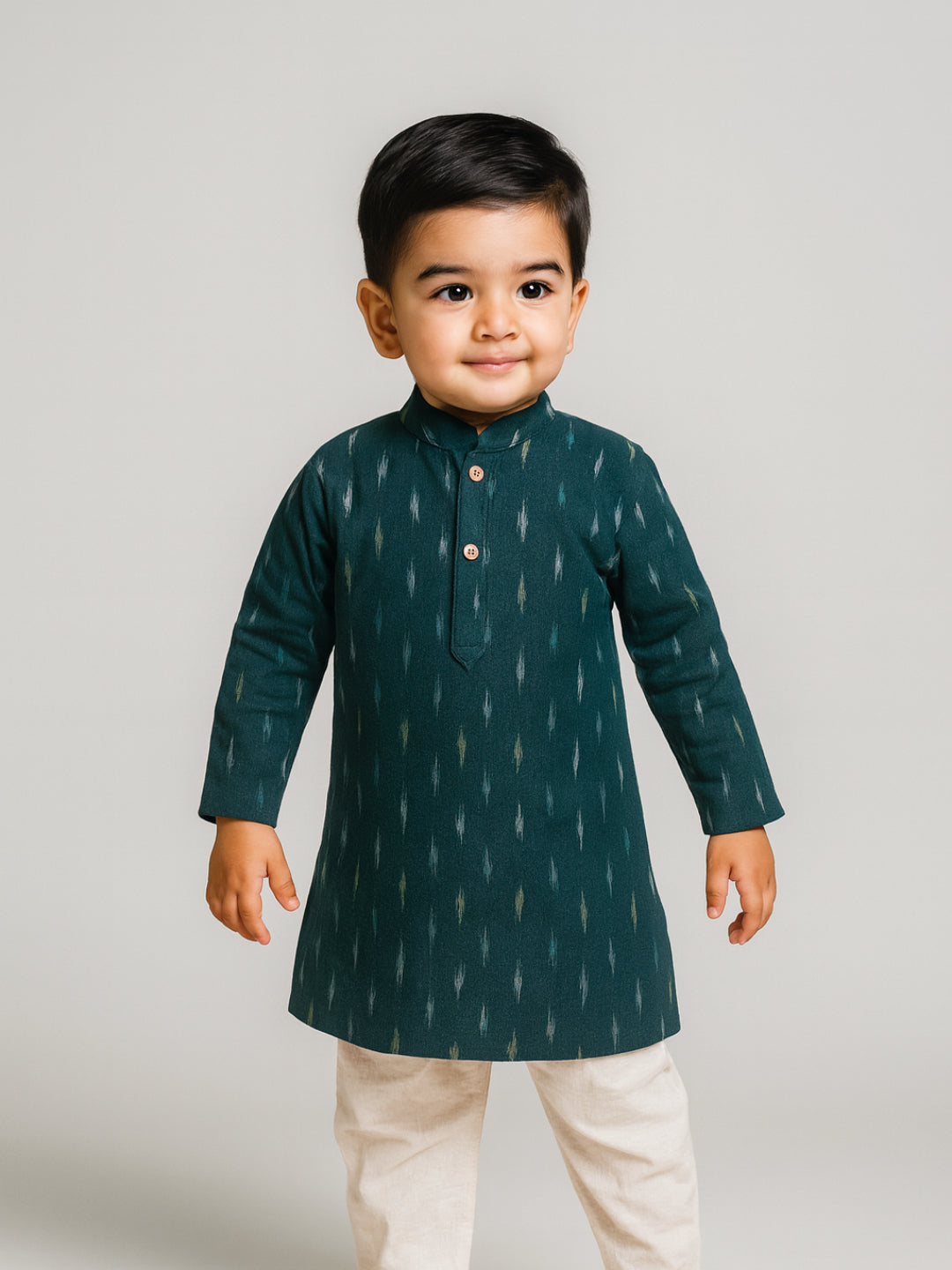 Biglilpeople Boys Printed Mandarin Collar Full Sleeves Kurta and Pyjama Set