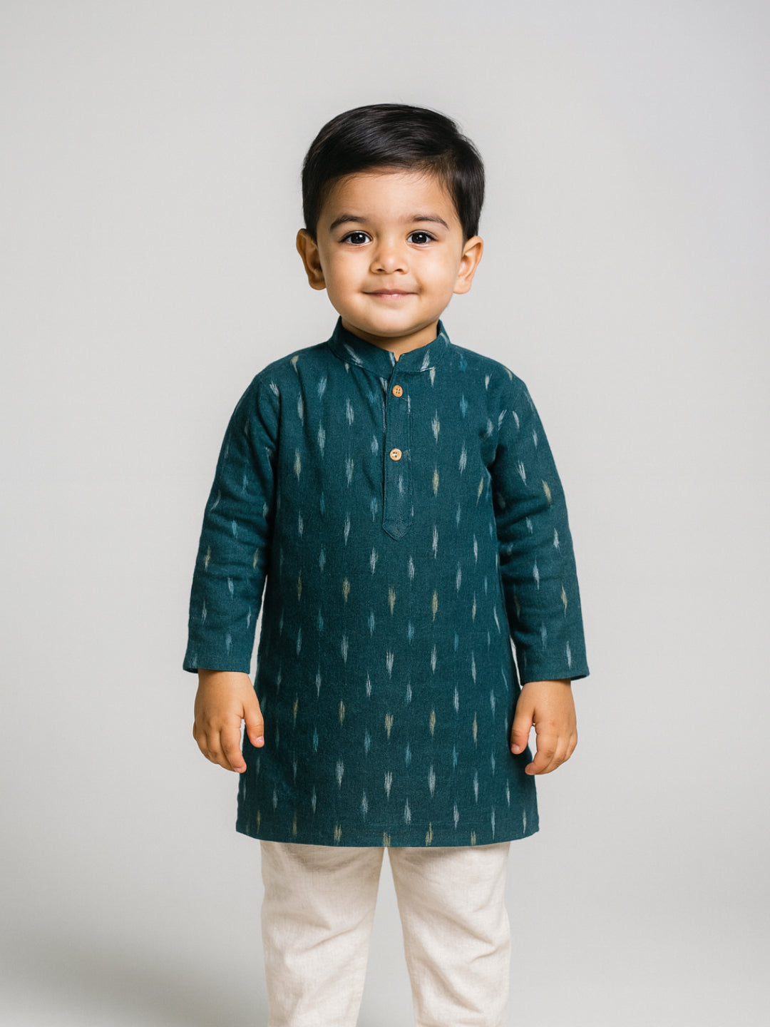 Biglilpeople Boys Printed Mandarin Collar Full Sleeves Kurta and Pyjama Set