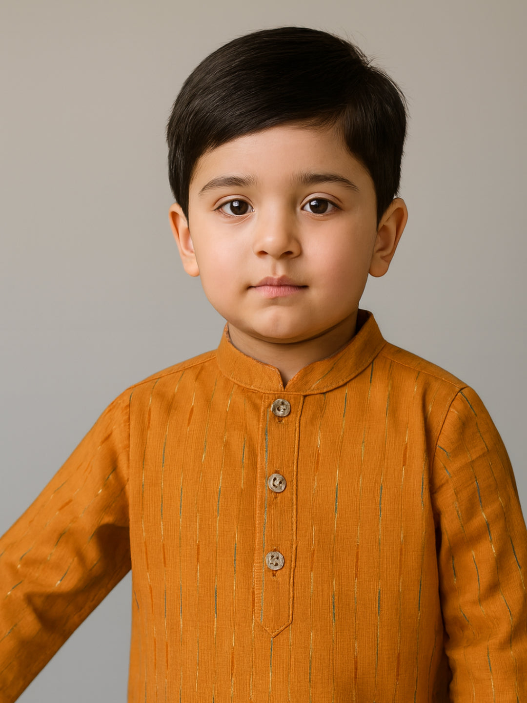 Biglilpeople Conjunto de Kurta de Manga Larga con Cuello Mandarín Estampado y Pijama para Niño