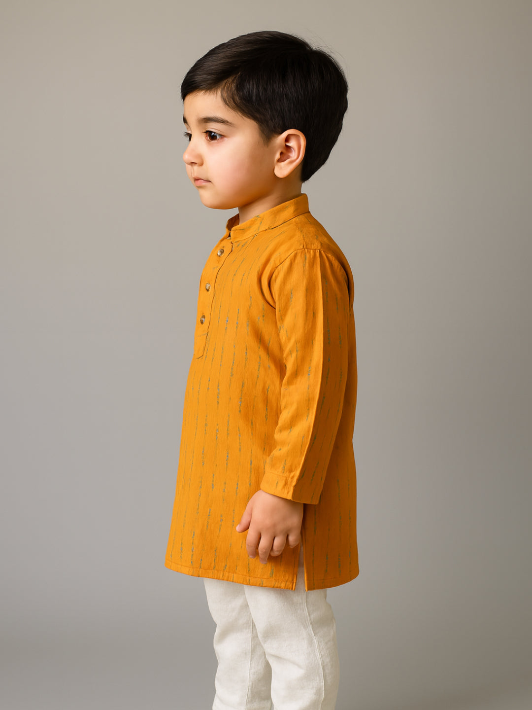 Biglilpeople Conjunto de Kurta de Manga Larga con Cuello Mandarín Estampado y Pijama para Niño
