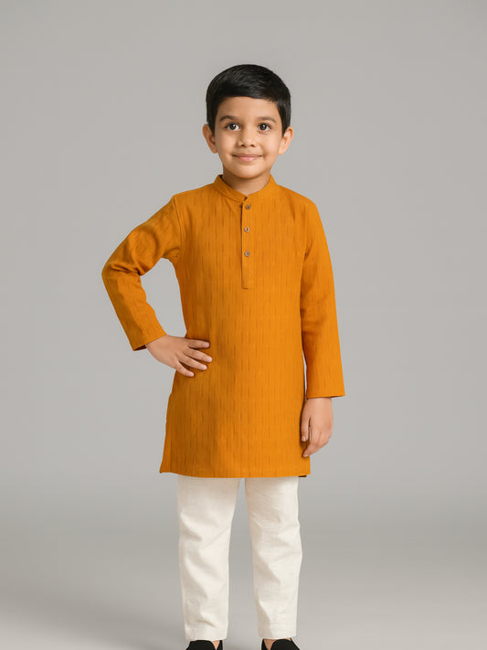 Biglilpeople Boys Printed Mandarin Collar Full Sleeves Kurta and Pyjama Set