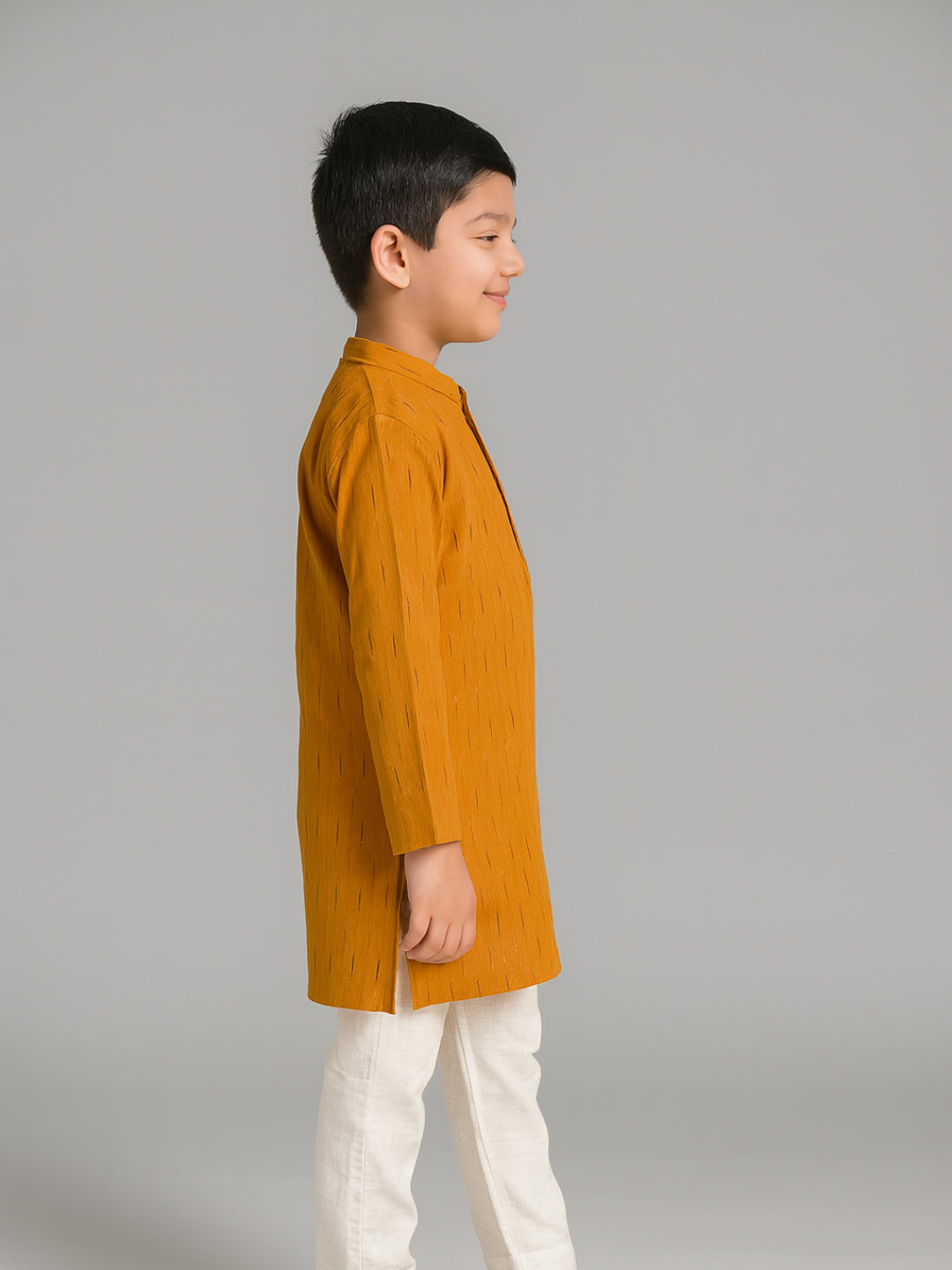 Conjunto de Kurta con Cuello Mandarín Estampado y Pijama de Manga Larga para Niños Biglilpeople