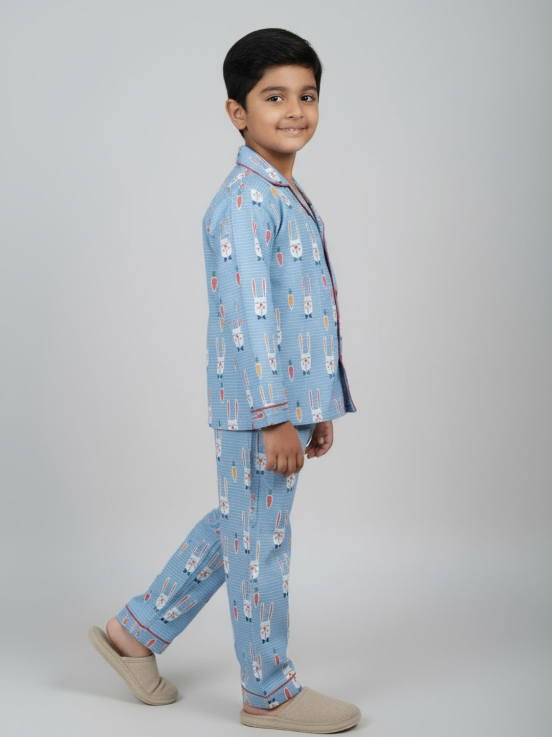 Biglilpeople Unisex Rayon Printed Full Sleeves Night Suit