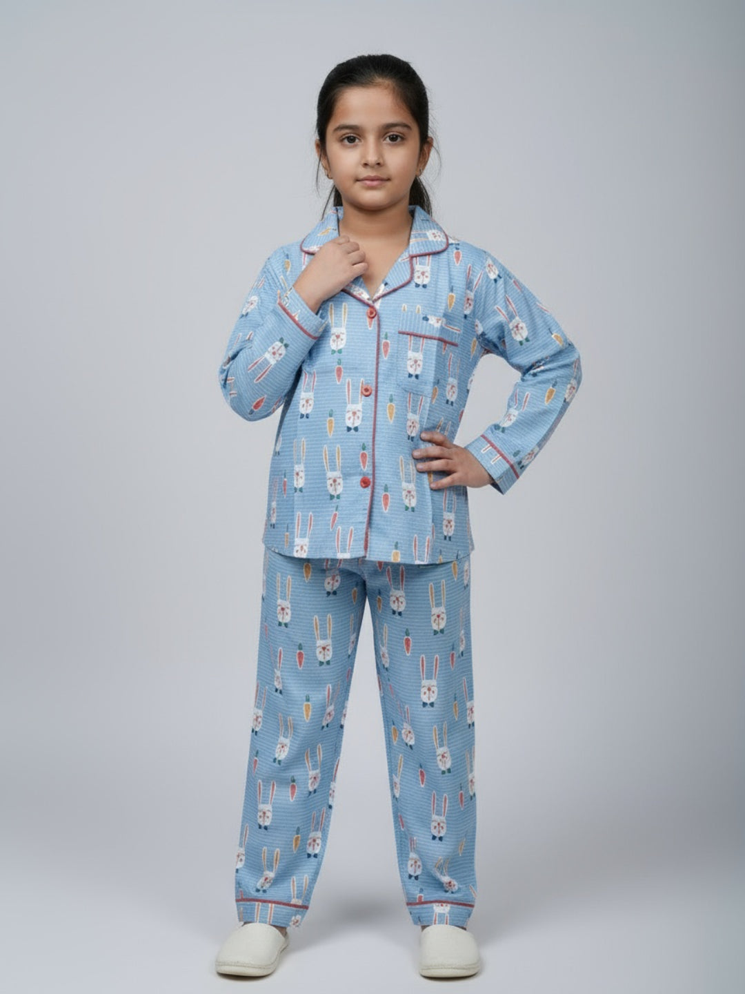 Biglilpeople Unisex Rayon Printed Full Sleeves Night Suit