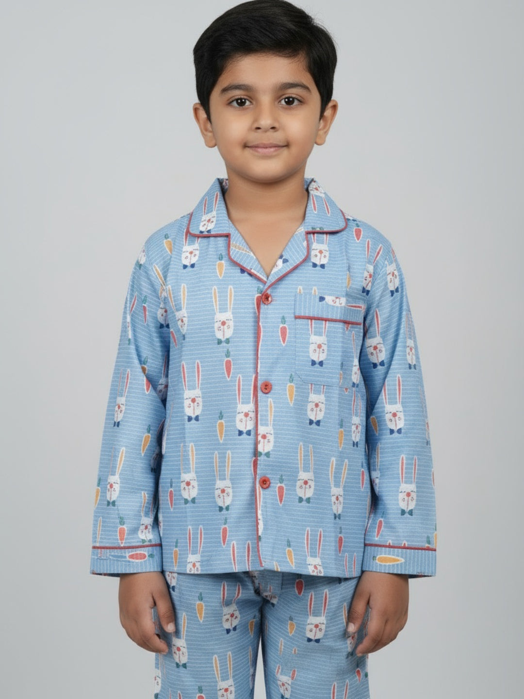 Biglilpeople Unisex Rayon Printed Full Sleeves Night Suit