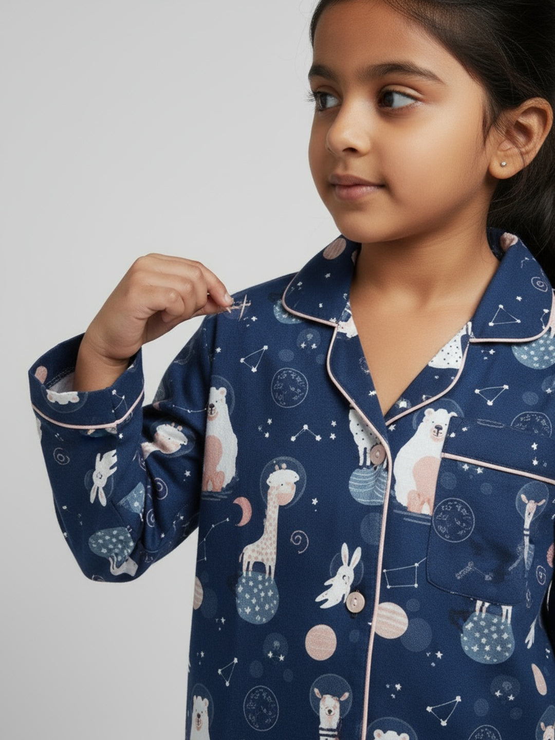 Biglilpeople Unisex Rayon Printed Full Sleeves Night Suit