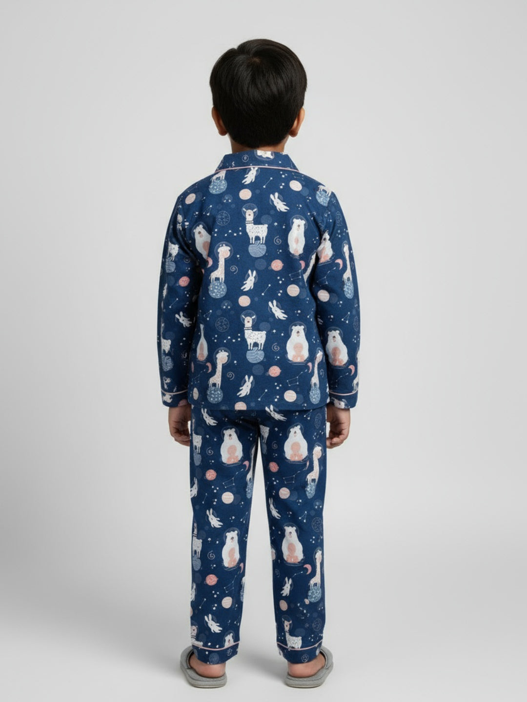 Biglilpeople Unisex Rayon Printed Full Sleeves Night Suit