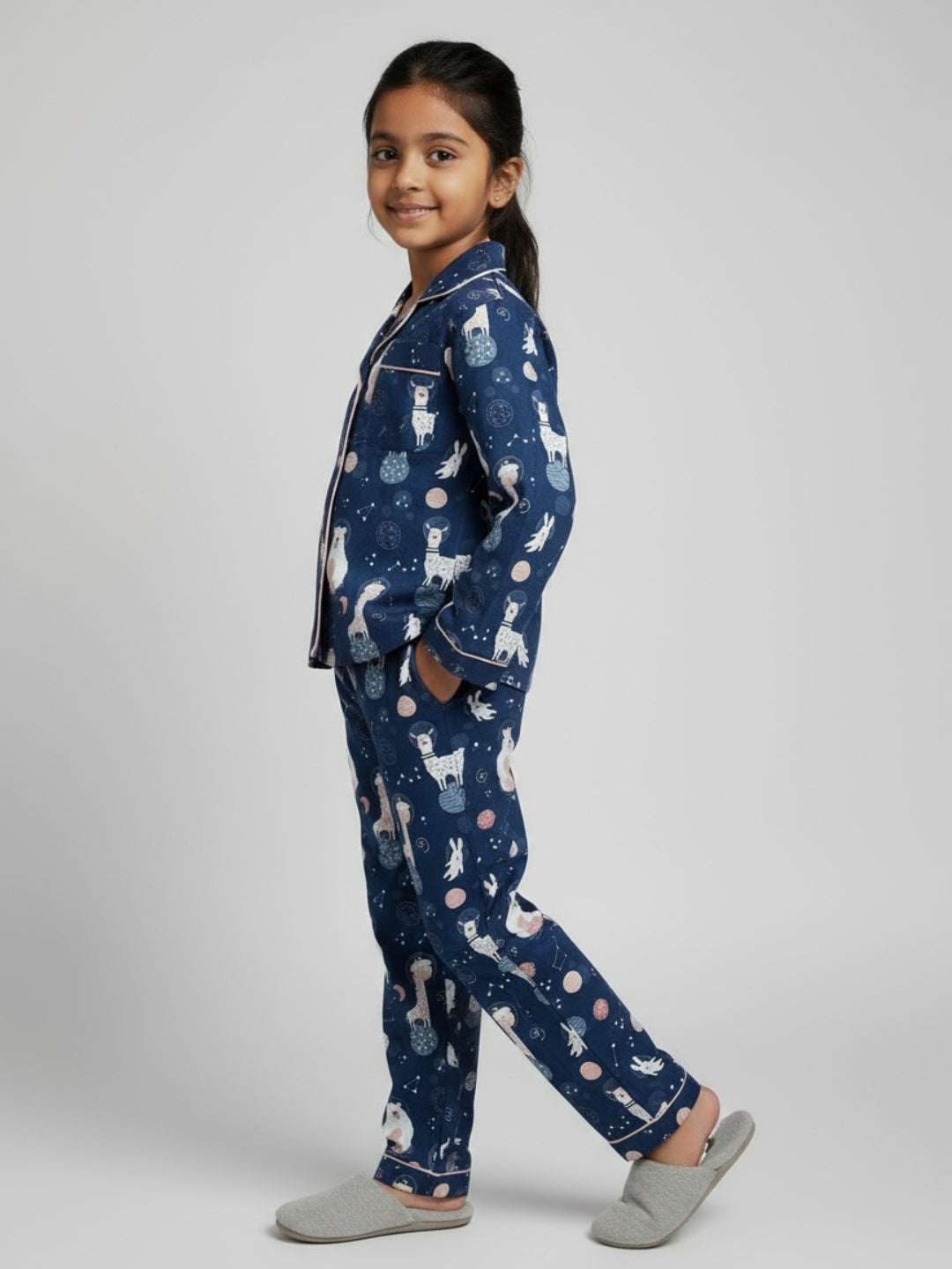 Biglilpeople Unisex Rayon Printed Full Sleeves Night Suit