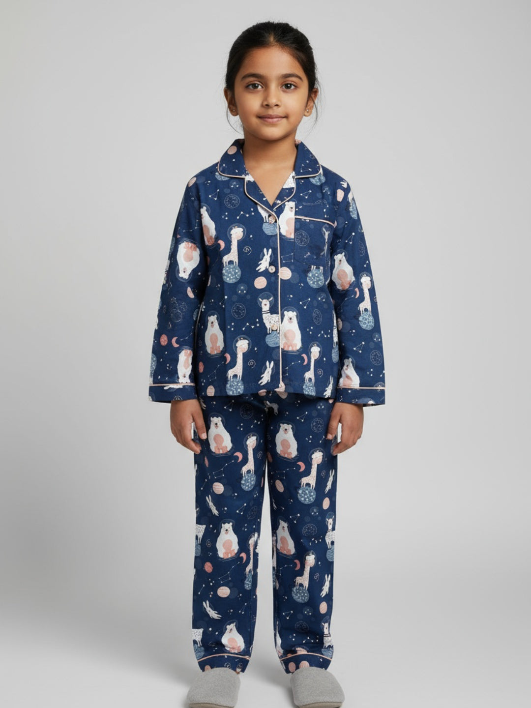 Biglilpeople Unisex Rayon Printed Full Sleeves Night Suit