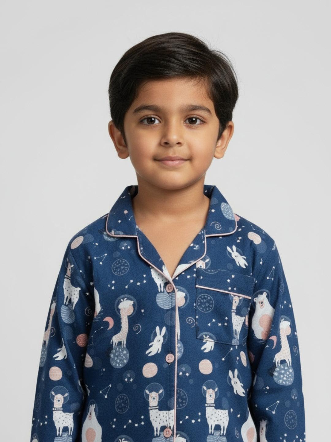 Biglilpeople Unisex Rayon Printed Full Sleeves Night Suit