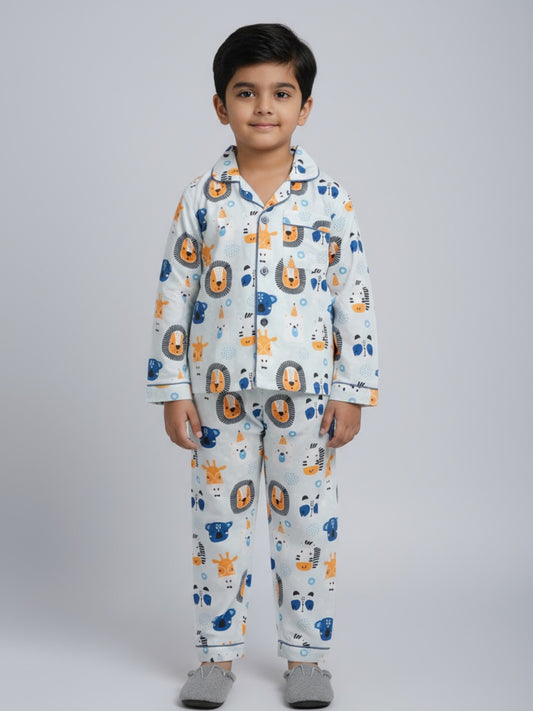 Biglilpeople Unisex Printed Shirt and Pyjama Night Set