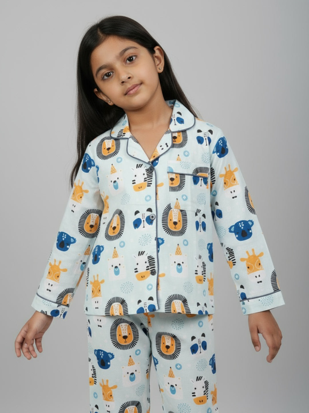 Biglilpeople Unisex Printed Shirt and Pyjama Night Set