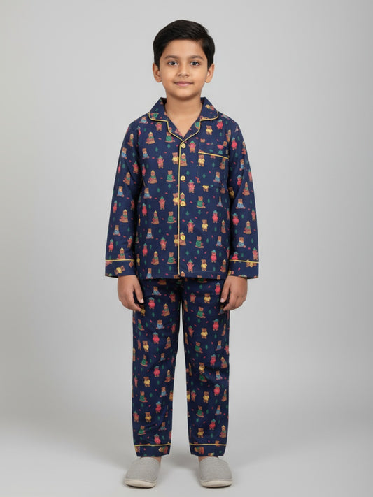 Biglilpeople Unisex Rayon Printed Full Sleeves Night Suit