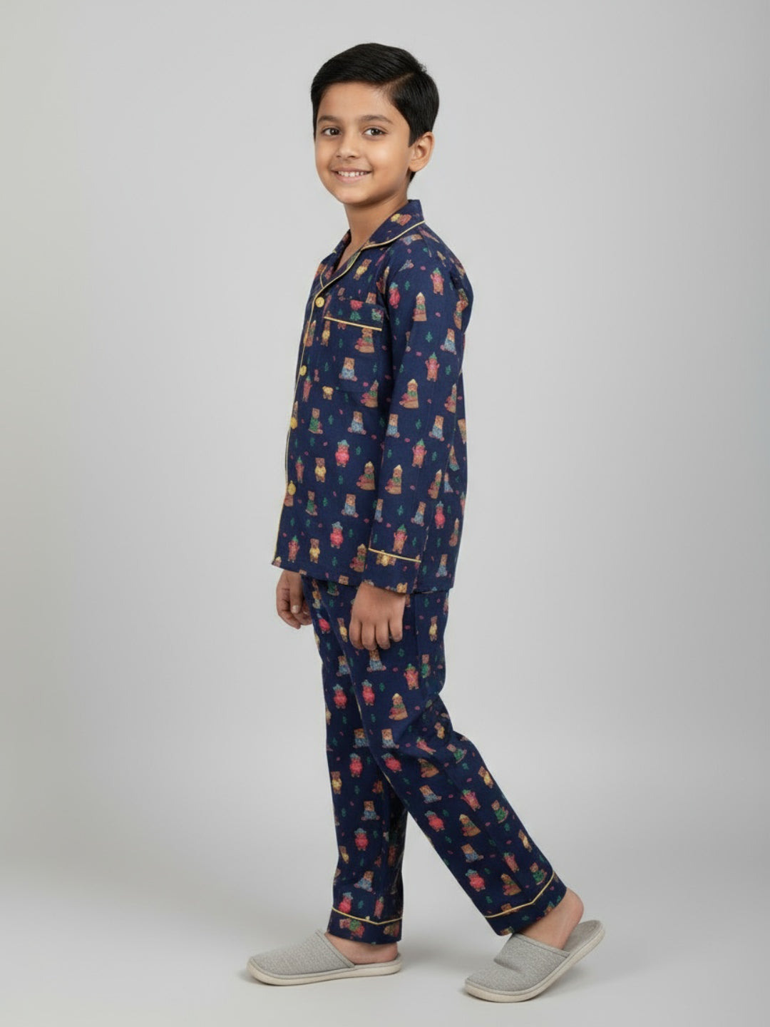 Biglilpeople Unisex Rayon Printed Full Sleeves Night Suit