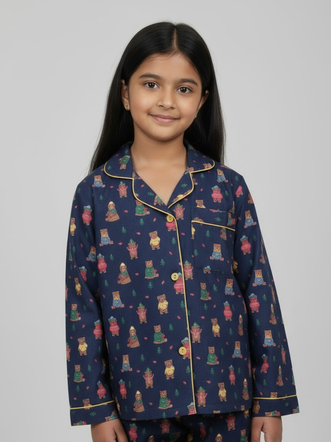 Biglilpeople Unisex Rayon Printed Full Sleeves Night Suit