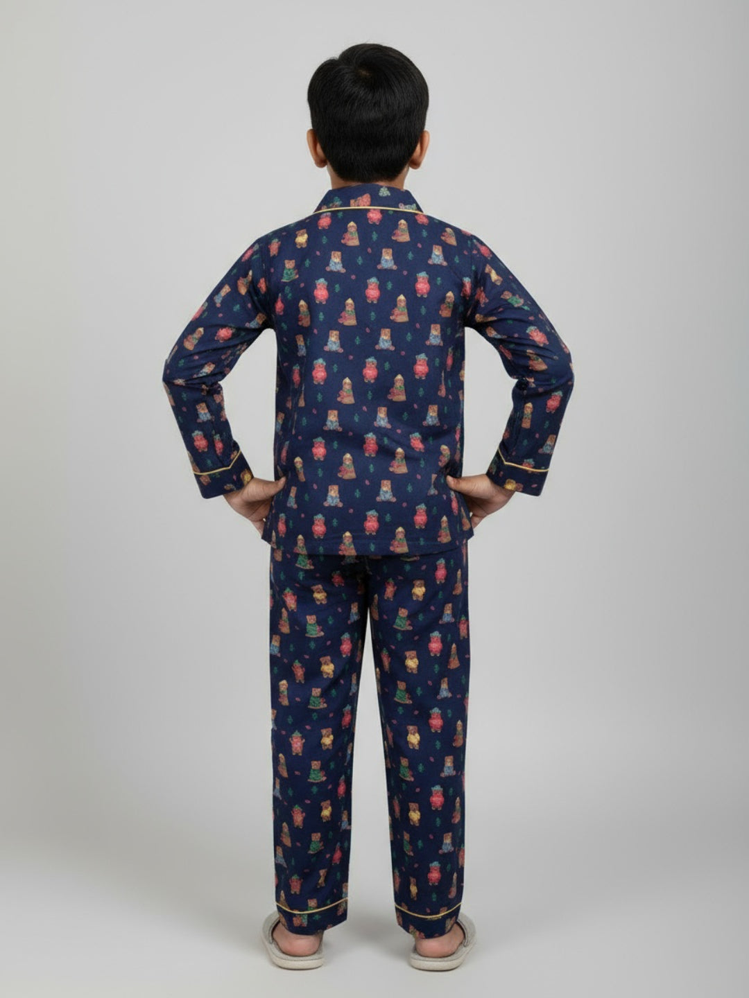 Biglilpeople Unisex Rayon Printed Full Sleeves Night Suit