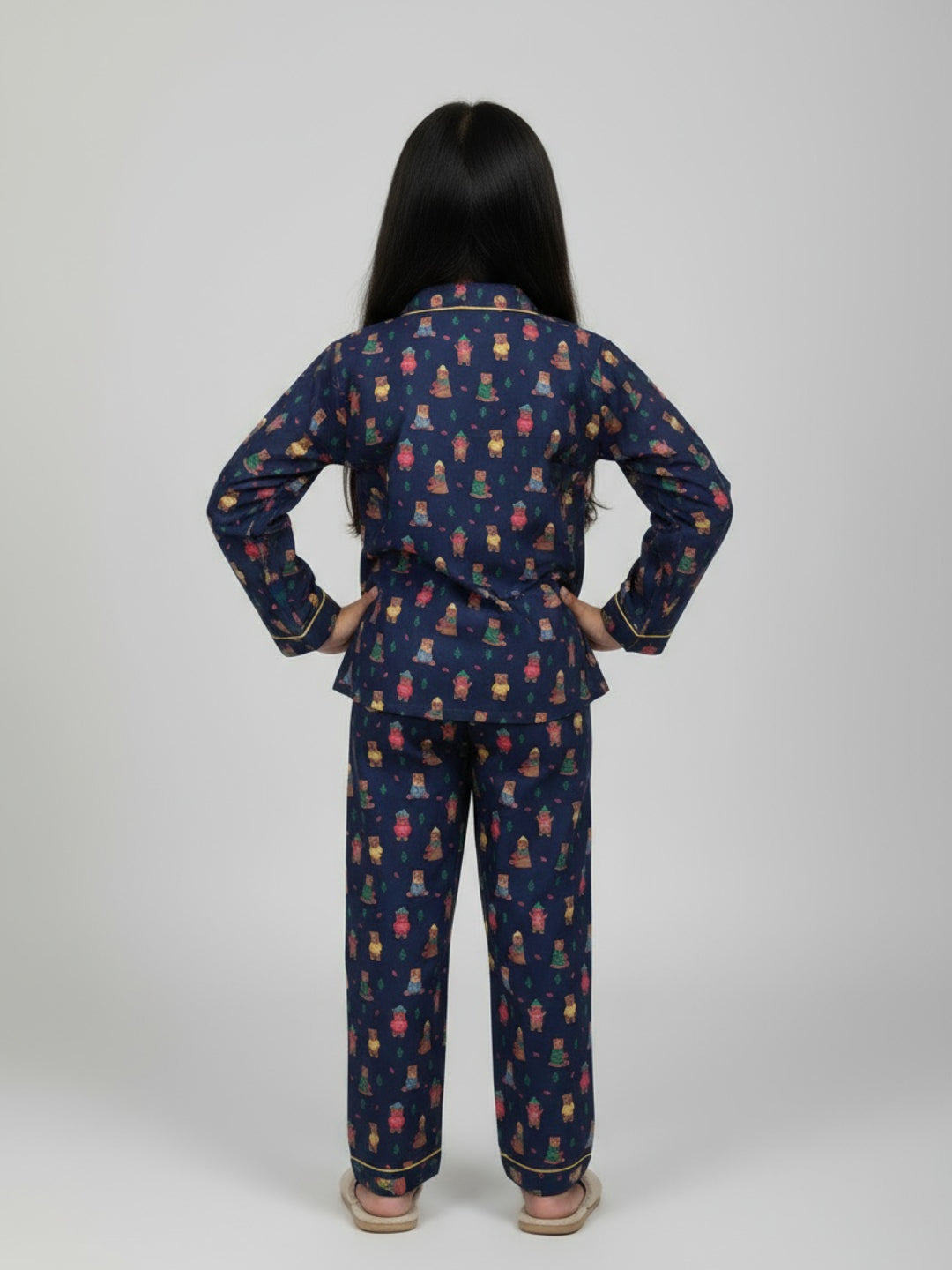 Biglilpeople Unisex Rayon Printed Full Sleeves Night Suit