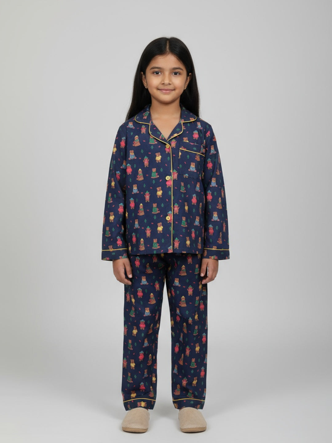 Biglilpeople Unisex Rayon Printed Full Sleeves Night Suit