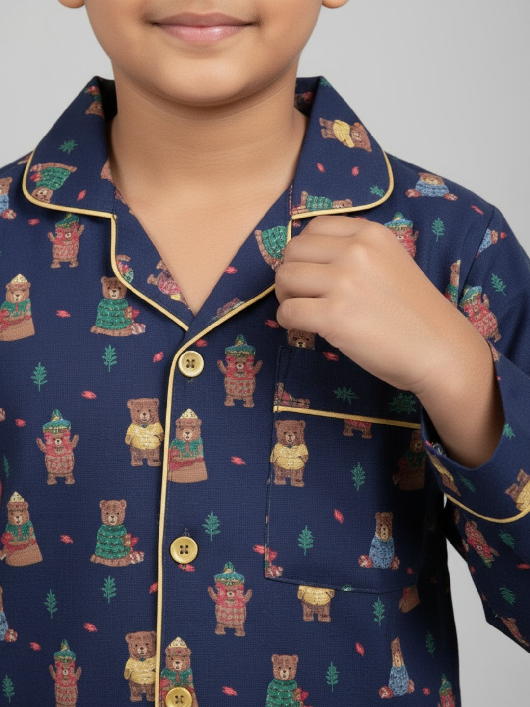 Biglilpeople Unisex Rayon Printed Full Sleeves Night Suit