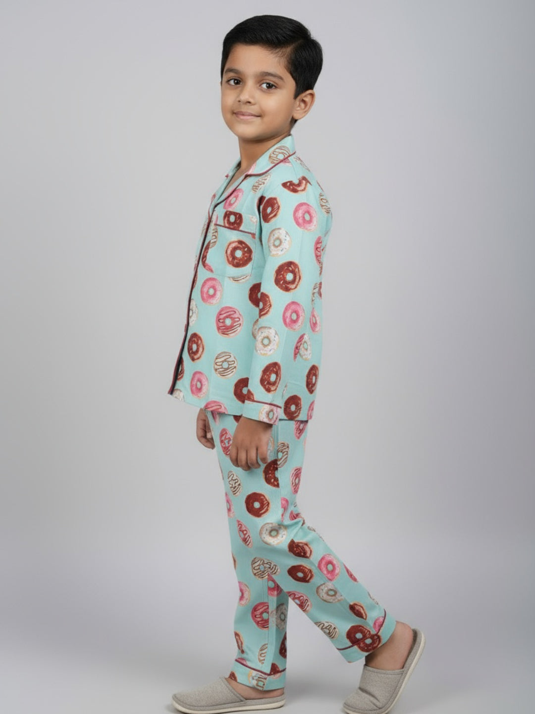 Biglilpeople Unisex Rayon Printed Full Sleeves Night Suit